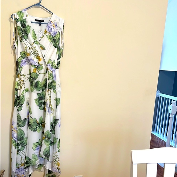 NEW WHBM Floral Sleeveless Ruched midi Dress size 10 - Picture 2 of 14